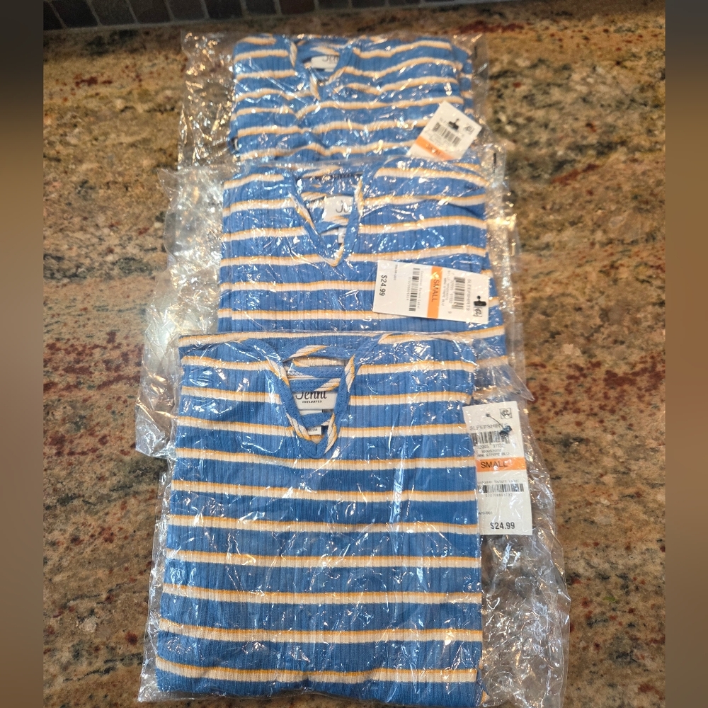 Jenni ladder Front Scoop Neck Chemise Nightgown Pajama Sleepwear Blue Small